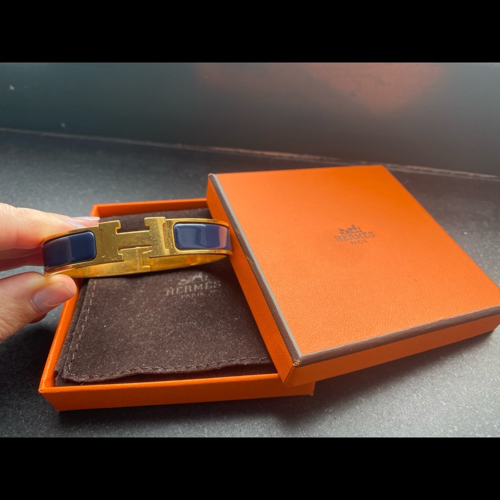 Hermes Clic Clac Bracelet- Navy Blue